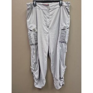 Trieste Collection EU 54 XL Womens Y2K Cargo Capri Pants Boho Lagenlook Gray